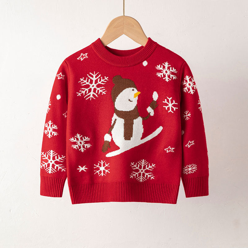 Wholesale Autumn/Winter Christmas Cartoon Round Neck Stretch Knitted Baby Clothes